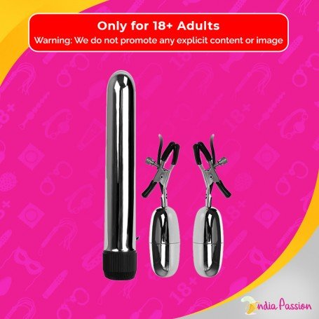 Fun Vibrator and Nipple Clamp Fiery Combo FV-018